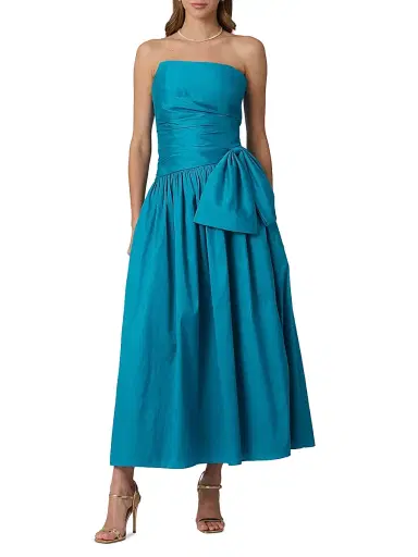 Shoshanna Women's Sonia Strapless Tea-Length Dress - Deep Sea | Thumbnail 2 Shoshanna Women's Sonia Strapless Tea-Length Dress - Deep Sea | Thumbnail 2