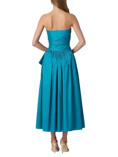 Shoshanna Women's Sonia Strapless Tea-Length Dress - Deep Sea | Thumbnail 3 Shoshanna Women's Sonia Strapless Tea-Length Dress - Deep Sea | Thumbnail 3
