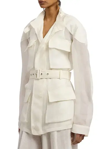 Ralph Lauren Collection Women's Zaria Silk Gazar Field Jacket - Cream | Thumbnail 4 Ralph Lauren Collection Women's Zaria Silk Gazar Field Jacket - Cream | Thumbnail 4