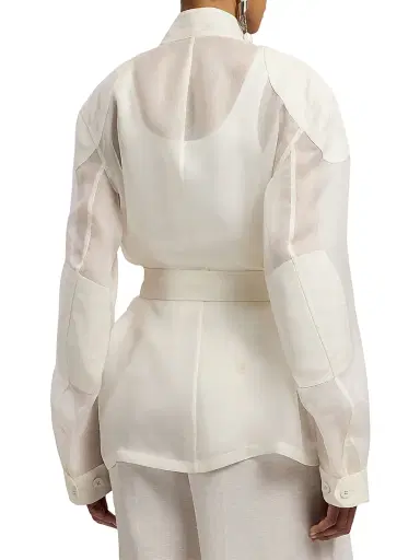 Ralph Lauren Collection Women's Zaria Silk Gazar Field Jacket - Cream | Thumbnail 5 Ralph Lauren Collection Women's Zaria Silk Gazar Field Jacket - Cream | Thumbnail 5