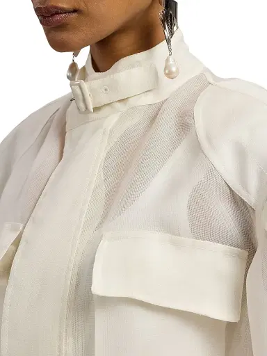 Ralph Lauren Collection Women's Zaria Silk Gazar Field Jacket - Cream | Thumbnail 6 Ralph Lauren Collection Women's Zaria Silk Gazar Field Jacket - Cream | Thumbnail 6