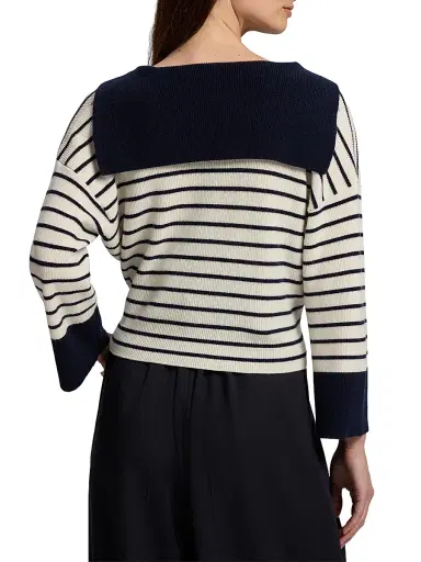 Ralph Lauren Collection Women's Sailor Collar Striped Cashmere Sweater | Thumbnail 4 Ralph Lauren Collection Women's Sailor Collar Striped Cashmere Sweater | Thumbnail 4