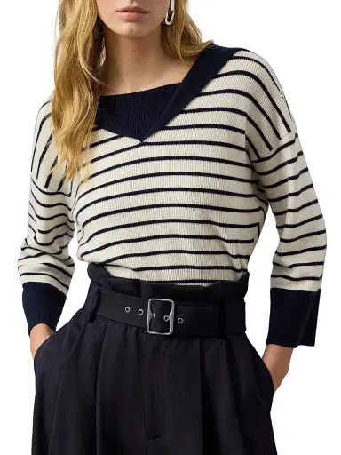 Ralph Lauren Collection Women's Sailor Collar Striped Cashmere Sweater | Thumbnail 6 Ralph Lauren Collection Women's Sailor Collar Striped Cashmere Sweater | Thumbnail 6