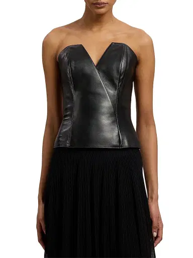 Ralph Lauren Collection Women's Harling Leather Bustier Top - Black | Thumbnail 3 Ralph Lauren Collection Women's Harling Leather Bustier Top - Black | Thumbnail 3