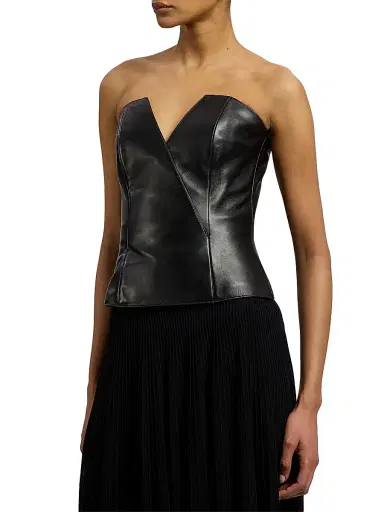 Ralph Lauren Collection Women's Harling Leather Bustier Top - Black | Thumbnail 4 Ralph Lauren Collection Women's Harling Leather Bustier Top - Black | Thumbnail 4