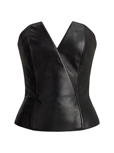Ralph Lauren Collection Women's Harling Leather Bustier Top - Black | Thumbnail 1 Ralph Lauren Collection Women's Harling Leather Bustier Top - Black | Thumbnail 1