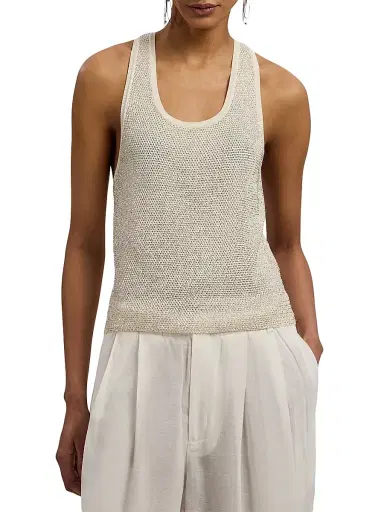Ralph Lauren Collection Women's Embellished Racerback Knit Tank - Lux Cream - Size Medium | Thumbnail 3 Ralph Lauren Collection Women's Embellished Racerback Knit Tank - Lux Cream - Size Medium | Thumbnail 3