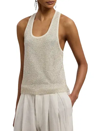 Ralph Lauren Collection Women's Embellished Racerback Knit Tank - Lux Cream - Size Medium | Thumbnail 4 Ralph Lauren Collection Women's Embellished Racerback Knit Tank - Lux Cream - Size Medium | Thumbnail 4