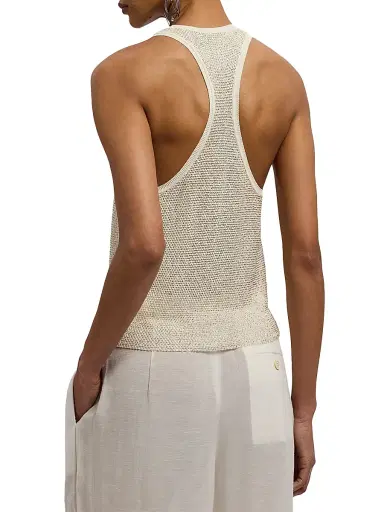 Ralph Lauren Collection Women's Embellished Racerback Knit Tank - Lux Cream - Size Medium | Thumbnail 5 Ralph Lauren Collection Women's Embellished Racerback Knit Tank - Lux Cream - Size Medium | Thumbnail 5