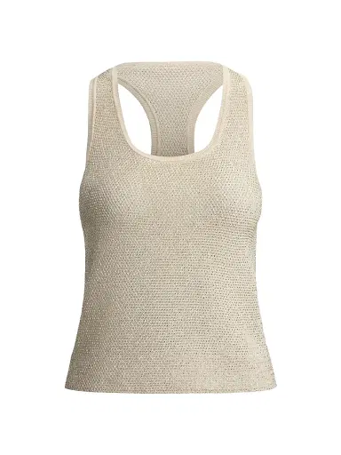 Ralph Lauren Collection Women's Embellished Racerback Knit Tank - Lux Cream - Size Medium | Thumbnail 1 Ralph Lauren Collection Women's Embellished Racerback Knit Tank - Lux Cream - Size Medium | Thumbnail 1