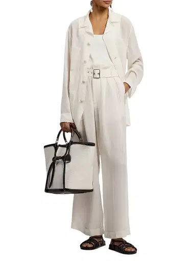 Ralph Lauren Collection Women's Alanna Voile Wide-Leg Pants - Cream | Thumbnail 2 Ralph Lauren Collection Women's Alanna Voile Wide-Leg Pants - Cream | Thumbnail 2