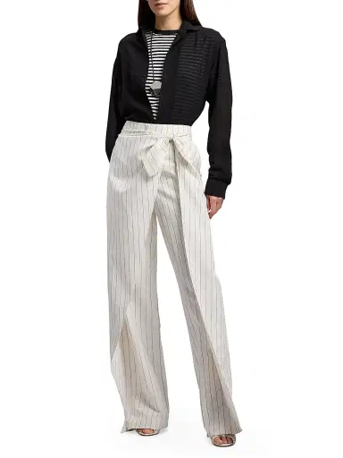 Ralph Lauren Collection Women's Hallie Striped Cotton Jersey T-Shirt - Black White | Thumbnail 2 Ralph Lauren Collection Women's Hallie Striped Cotton Jersey T-Shirt - Black White | Thumbnail 2