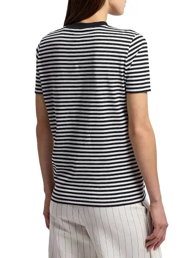 Ralph Lauren Collection Women's Hallie Striped Cotton Jersey T-Shirt - Black White | Thumbnail 5 Ralph Lauren Collection Women's Hallie Striped Cotton Jersey T-Shirt - Black White | Thumbnail 5