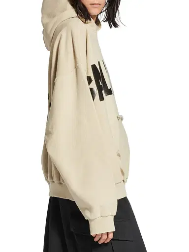 Balenciaga Men's Tape Type Ripped Pocket Hoodie - Beige | Thumbnail 5 Balenciaga Men's Tape Type Ripped Pocket Hoodie - Beige | Thumbnail 5