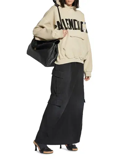 Balenciaga Men's Tape Type Ripped Pocket Hoodie - Beige | Thumbnail 6 Balenciaga Men's Tape Type Ripped Pocket Hoodie - Beige | Thumbnail 6