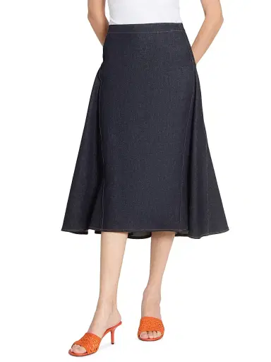 Jacquemus Women's De-Nimes Lavoir Denim A-Line Midi-Skirt - Dark Navy | Thumbnail 3 Jacquemus Women's De-Nimes Lavoir Denim A-Line Midi-Skirt - Dark Navy | Thumbnail 3