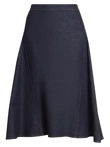 Jacquemus Women's De-Nimes Lavoir Denim A-Line Midi-Skirt - Dark Navy | Thumbnail 1 Jacquemus Women's De-Nimes Lavoir Denim A-Line Midi-Skirt - Dark Navy | Thumbnail 1