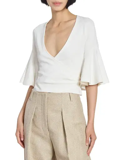 Jacquemus Women's La Maille Paysan Surplice Top - Off White | Thumbnail 3 Jacquemus Women's La Maille Paysan Surplice Top - Off White | Thumbnail 3
