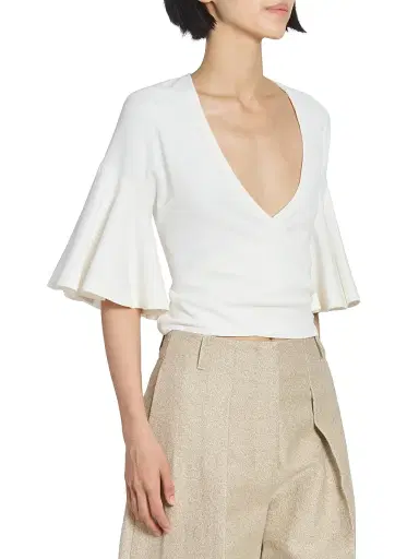 Jacquemus Women's La Maille Paysan Surplice Top - Off White | Thumbnail 4 Jacquemus Women's La Maille Paysan Surplice Top - Off White | Thumbnail 4