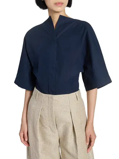 Jacquemus Women's La Moisson Cotton-Poplin Shirt - Dark Navy | Thumbnail 6 Jacquemus Women's La Moisson Cotton-Poplin Shirt - Dark Navy | Thumbnail 6