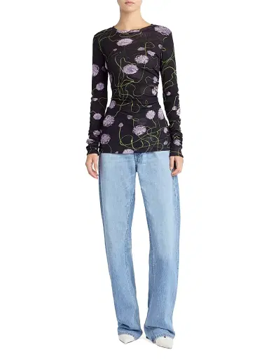 Stella McCartney Women's Twisted Floral Mesh Long-Sleeve Top | Thumbnail 3 Stella McCartney Women's Twisted Floral Mesh Long-Sleeve Top | Thumbnail 3