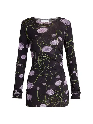 Stella McCartney Women's Twisted Floral Mesh Long-Sleeve Top | Thumbnail 1 Stella McCartney Women's Twisted Floral Mesh Long-Sleeve Top | Thumbnail 1