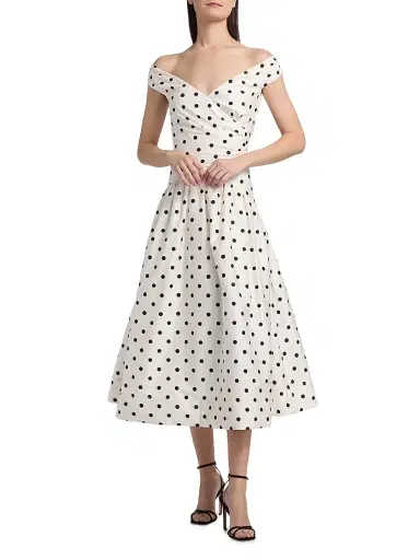 Self-Portrait Women's Polka Dot Cotton Midi-Dress | Thumbnail 3 Self-Portrait Women's Polka Dot Cotton Midi-Dress | Thumbnail 3