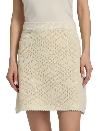 Burberry Women's Prue Check Wool Knit Skirt - Ceramic White | Thumbnail 3 Burberry Women's Prue Check Wool Knit Skirt - Ceramic White | Thumbnail 3