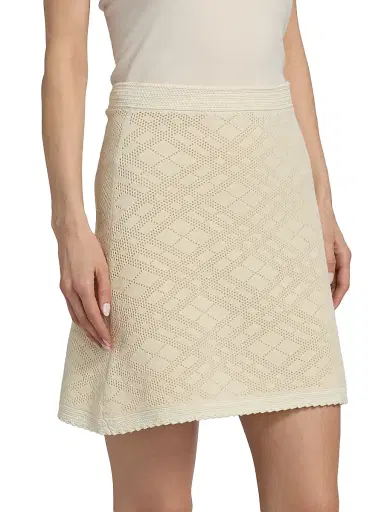 Burberry Women's Prue Check Wool Knit Skirt - Ceramic White | Thumbnail 4 Burberry Women's Prue Check Wool Knit Skirt - Ceramic White | Thumbnail 4