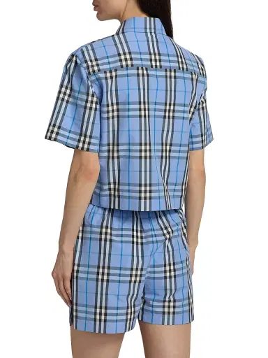 Burberry Women's Abby Check Crop Shirt - Cornflower Blue | Thumbnail 5 Burberry Women's Abby Check Crop Shirt - Cornflower Blue | Thumbnail 5