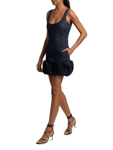 Self-Portrait Women's Flower Appliqué Denim Minidress - Blue | Thumbnail 2 Self-Portrait Women's Flower Appliqué Denim Minidress - Blue | Thumbnail 2