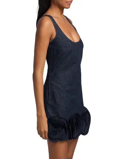 Self-Portrait Women's Flower Appliqué Denim Minidress - Blue | Thumbnail 4 Self-Portrait Women's Flower Appliqué Denim Minidress - Blue | Thumbnail 4