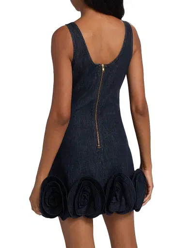 Self-Portrait Women's Flower Appliqué Denim Minidress - Blue | Thumbnail 5 Self-Portrait Women's Flower Appliqué Denim Minidress - Blue | Thumbnail 5
