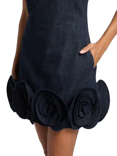 Self-Portrait Women's Flower Appliqué Denim Minidress - Blue | Thumbnail 6 Self-Portrait Women's Flower Appliqué Denim Minidress - Blue | Thumbnail 6