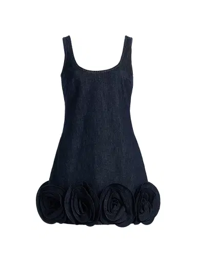 Self-Portrait Women's Flower Appliqué Denim Minidress - Blue | Thumbnail 1 Self-Portrait Women's Flower Appliqué Denim Minidress - Blue | Thumbnail 1