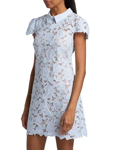 Self-Portrait Women's Guipure Lace Minidress - Blue | Thumbnail 4 Self-Portrait Women's Guipure Lace Minidress - Blue | Thumbnail 4