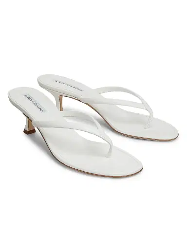 Manolo Blahnik Women's Paterno 50MM Leather Sandals - White | Thumbnail 2 Manolo Blahnik Women's Paterno 50MM Leather Sandals - White | Thumbnail 2