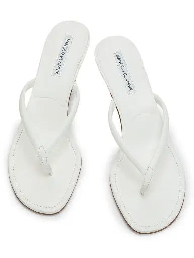 Manolo Blahnik Women's Paterno 50MM Leather Sandals - White | Thumbnail 4 Manolo Blahnik Women's Paterno 50MM Leather Sandals - White | Thumbnail 4