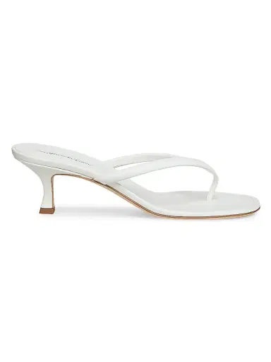 Manolo Blahnik Women's Paterno 50MM Leather Sandals - White | Thumbnail 1 Manolo Blahnik Women's Paterno 50MM Leather Sandals - White | Thumbnail 1
