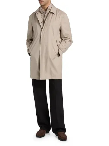 Canali Men's Silk-Touch Raincoat - Tan | Thumbnail 2 Canali Men's Silk-Touch Raincoat - Tan | Thumbnail 2
