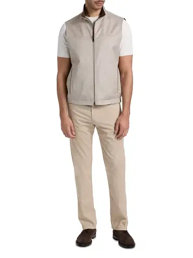 Canali Men's Reversible Wool-Linen Zip-Front Vest - Tan - Size 44 | Thumbnail 2 Canali Men's Reversible Wool-Linen Zip-Front Vest - Tan - Size 44 | Thumbnail 2