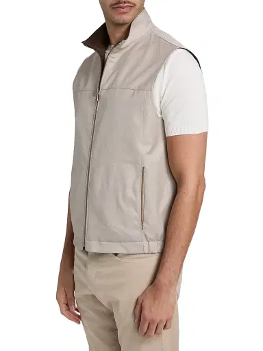 Canali Men's Reversible Wool-Linen Zip-Front Vest - Tan - Size 44 | Thumbnail 4 Canali Men's Reversible Wool-Linen Zip-Front Vest - Tan - Size 44 | Thumbnail 4