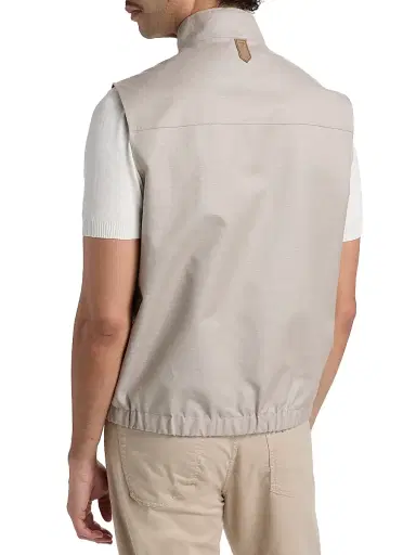 Canali Men's Reversible Wool-Linen Zip-Front Vest - Tan - Size 44 | Thumbnail 5 Canali Men's Reversible Wool-Linen Zip-Front Vest - Tan - Size 44 | Thumbnail 5