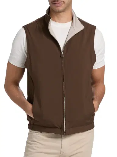 Canali Men's Reversible Wool-Linen Zip-Front Vest - Tan - Size 44 | Thumbnail 6 Canali Men's Reversible Wool-Linen Zip-Front Vest - Tan - Size 44 | Thumbnail 6