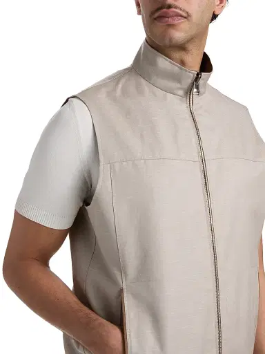 Canali Men's Reversible Wool-Linen Zip-Front Vest - Tan - Size 44 | Thumbnail 7 Canali Men's Reversible Wool-Linen Zip-Front Vest - Tan - Size 44 | Thumbnail 7