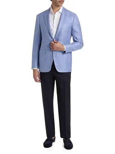 Canali Men's Kei Textured Wool-Blend Sport Coat - Blue | Thumbnail 2 Canali Men's Kei Textured Wool-Blend Sport Coat - Blue | Thumbnail 2