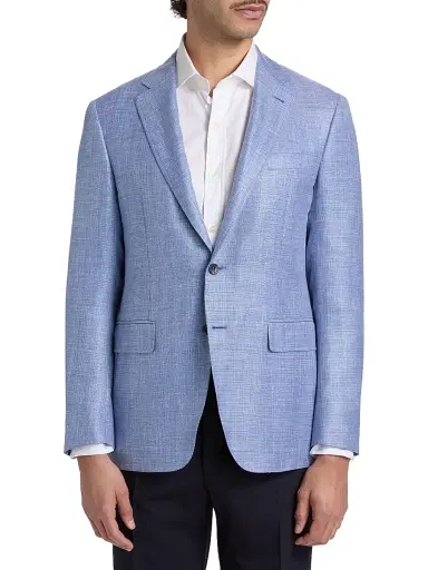 Canali Men's Kei Textured Wool-Blend Sport Coat - Blue | Thumbnail 3 Canali Men's Kei Textured Wool-Blend Sport Coat - Blue | Thumbnail 3