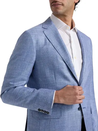 Canali Men's Kei Textured Wool-Blend Sport Coat - Blue | Thumbnail 6 Canali Men's Kei Textured Wool-Blend Sport Coat - Blue | Thumbnail 6