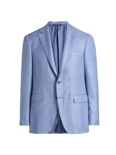 Canali Men's Kei Textured Wool-Blend Sport Coat - Blue | Thumbnail 1 Canali Men's Kei Textured Wool-Blend Sport Coat - Blue | Thumbnail 1