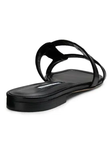 Manolo Blahnik Women's Grellanu Leather Flat Sandals - Black | Thumbnail 3 Manolo Blahnik Women's Grellanu Leather Flat Sandals - Black | Thumbnail 3